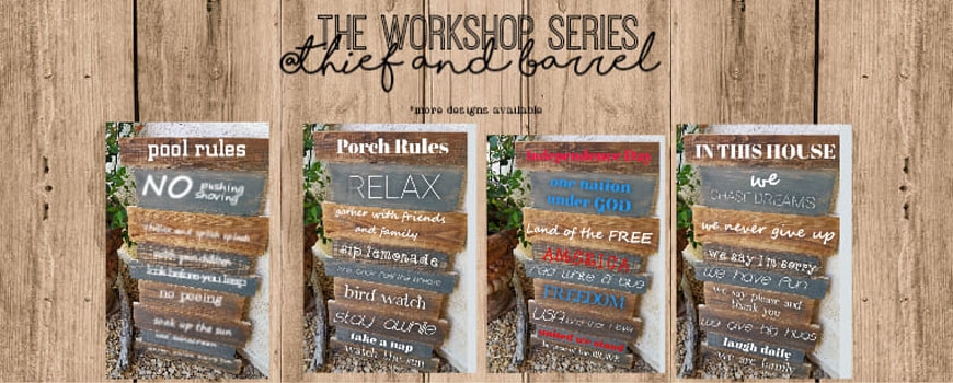 The Workshop Series: Pallet Sign at Thief and Barrel Tasting Room The Workshop Series: Pallet Sign at Thief and Barrel Tasting Room