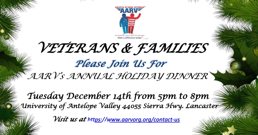 AARV's Annual Holiday Dinner: Veterans & Fanilies AARV's Annual Holiday Dinner: Veterans & Fanilies