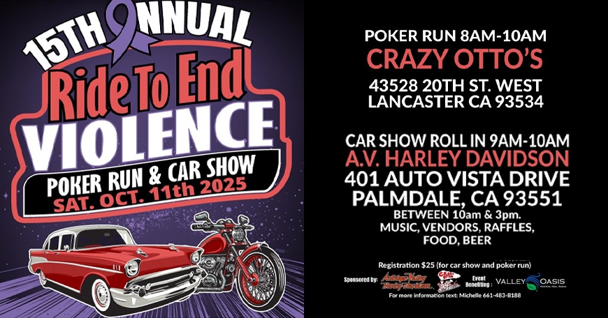 15th Annual Ride To End Violence Poker Run & Car Show