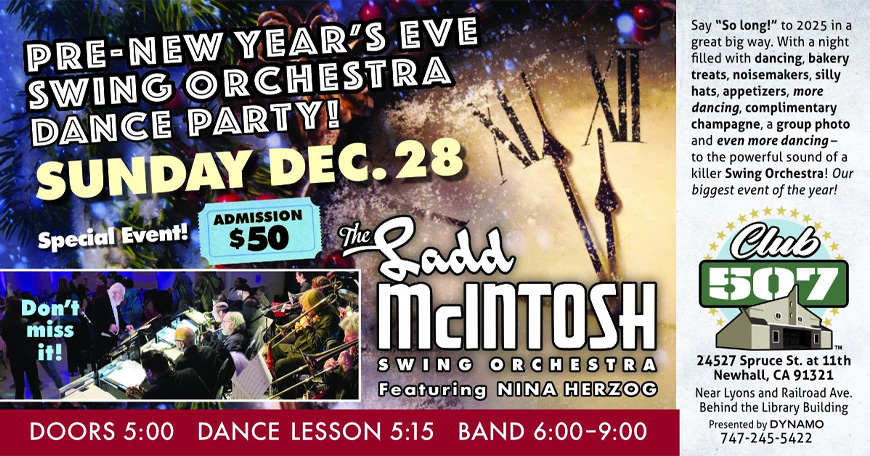 Pre-NYE Holiday Night w/ Ladd McIntosh Swing Orchestra at CLUB 507