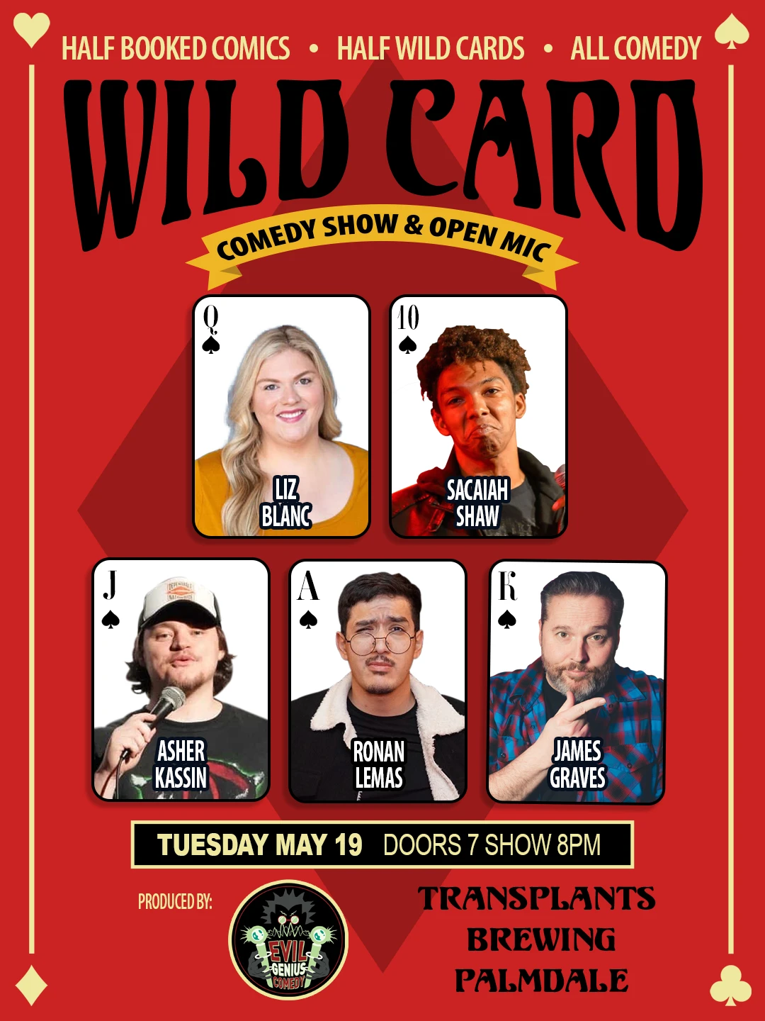 FREE SHOW: WILD CARD COMEDY SHOW AND OPEN MIC